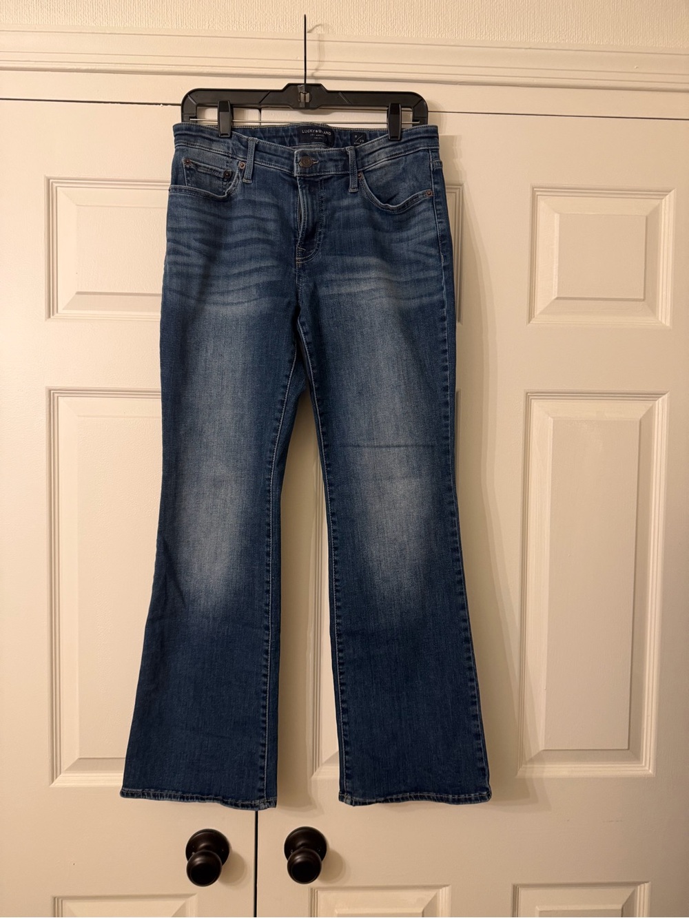 Lucky Brand Medium Blue Flare Jeans with Whisker Fade